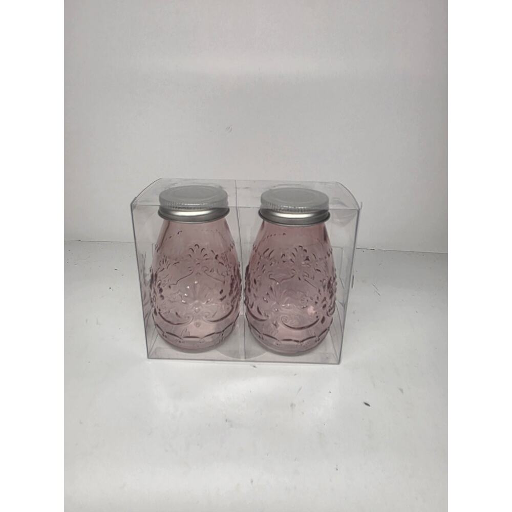 Old East Main Company Pink Clear Glass Modern Cottage Style Hobnail Shaker Set